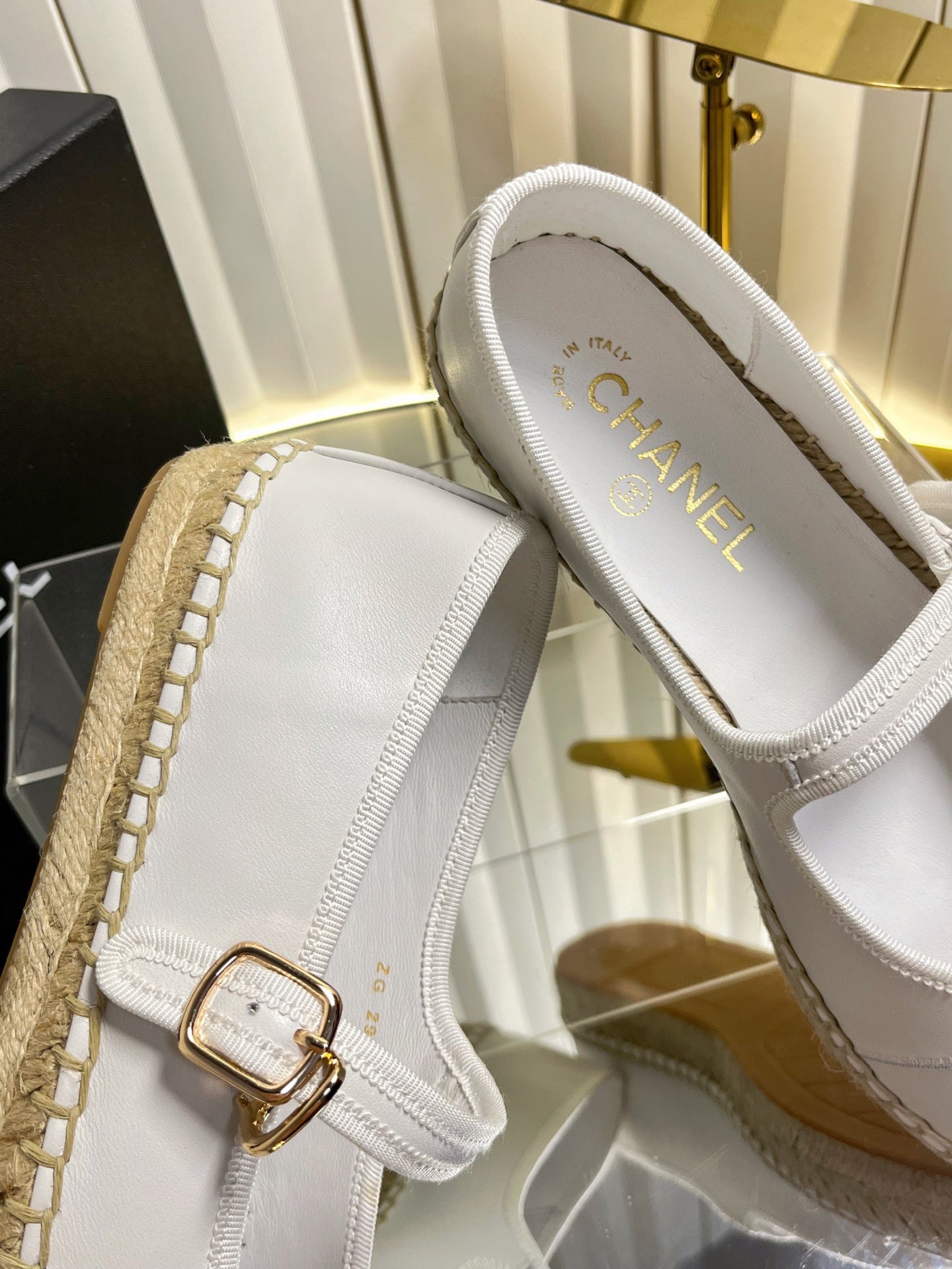 26S ESPADRILLE MARY JANE SHOES IN WHITE LAMBSKIN mysite