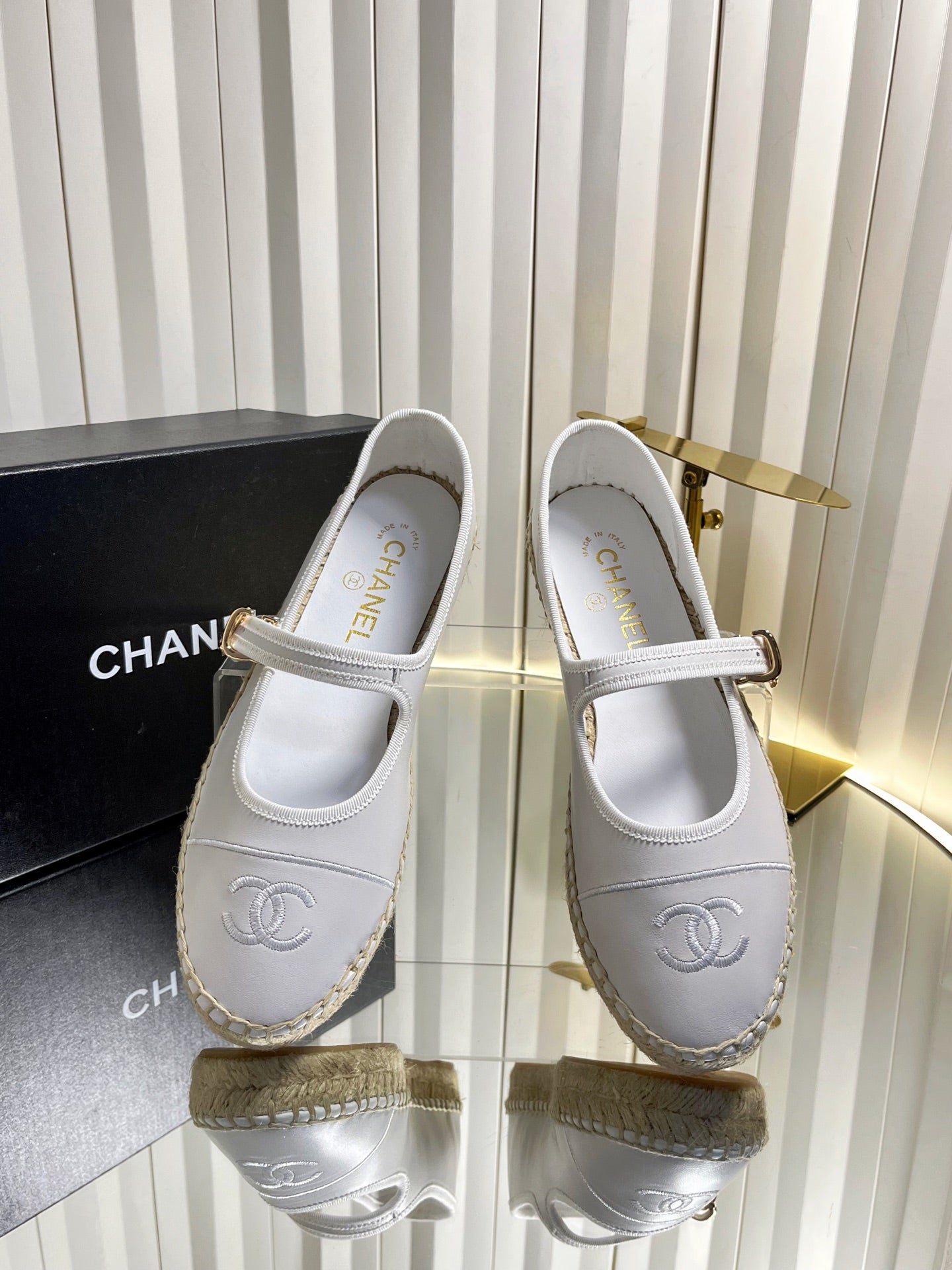 26S ESPADRILLE MARY JANE SHOES IN WHITE LAMBSKIN mysite