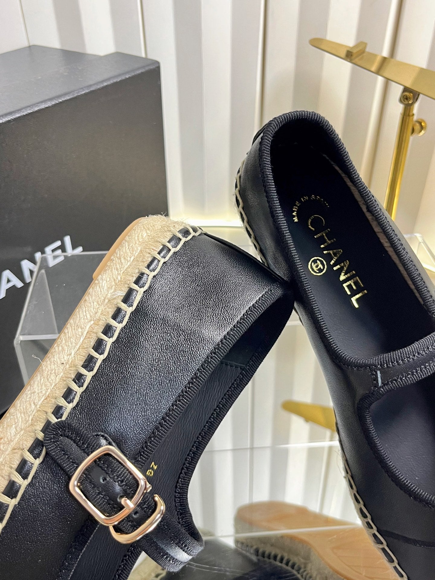 26S ESPADRILLE MARY JANE SHOES IN BLACK LAMBSKIN mysite