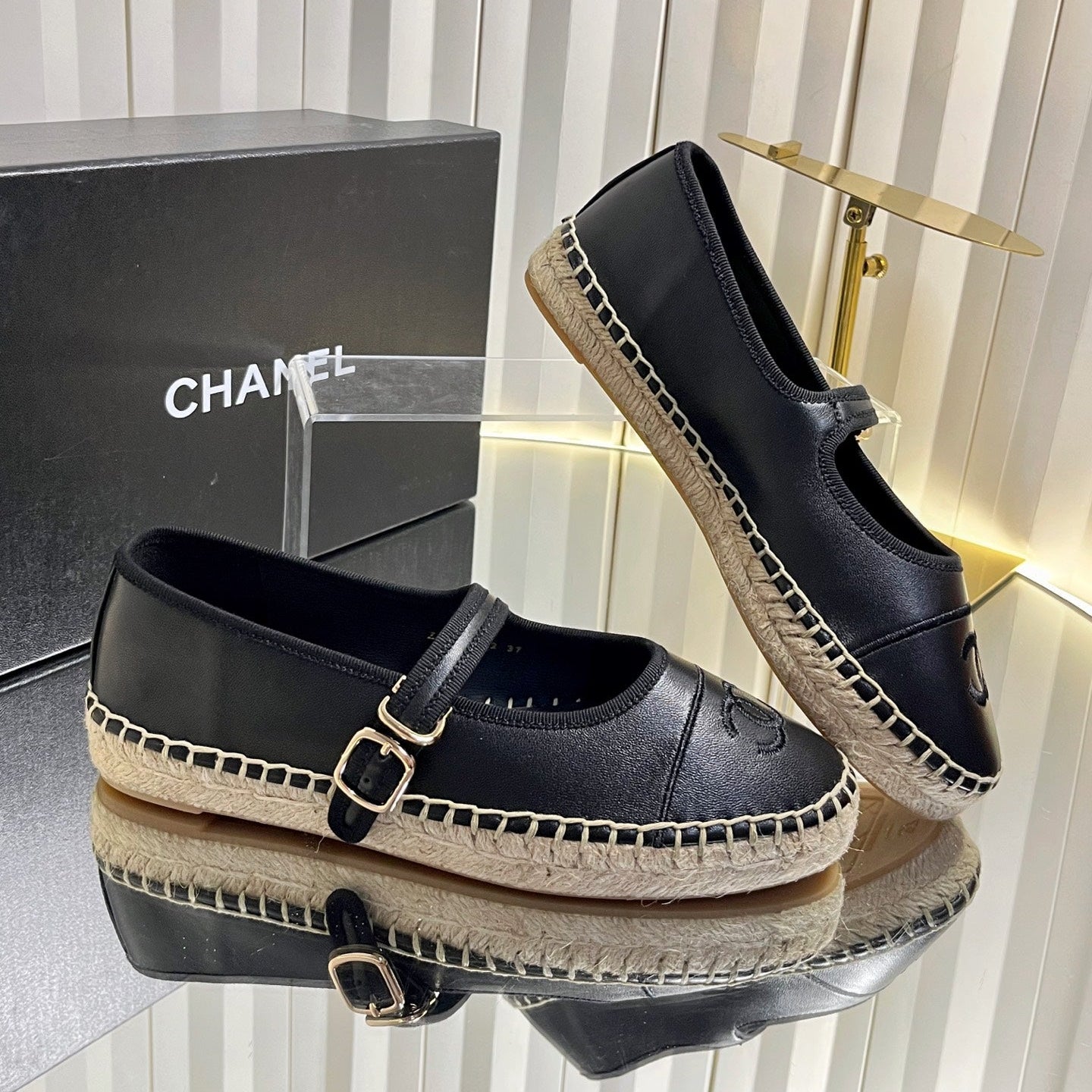 26S ESPADRILLE MARY JANE SHOES IN BLACK LAMBSKIN mysite