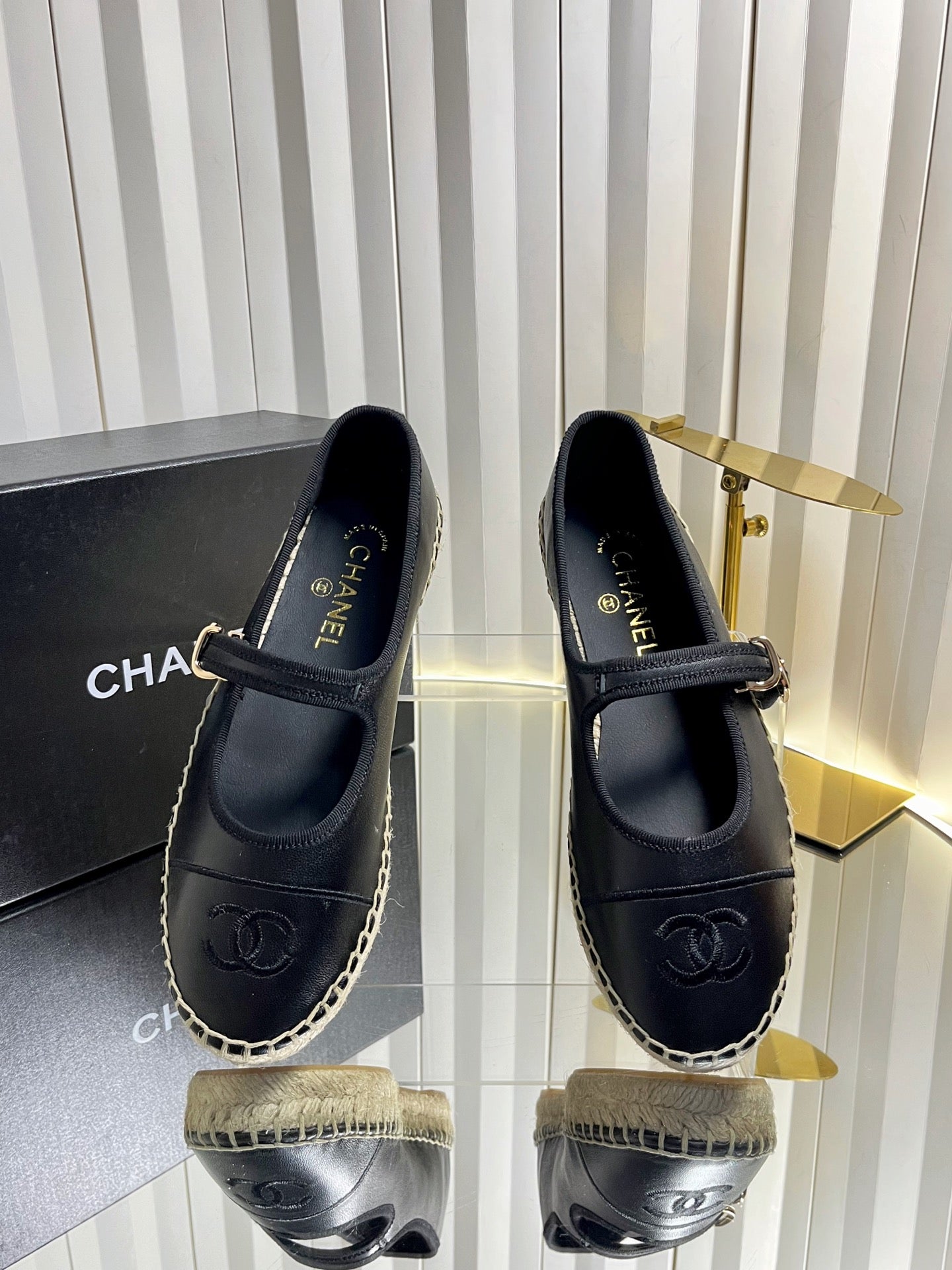 26S ESPADRILLE MARY JANE SHOES IN BLACK LAMBSKIN mysite