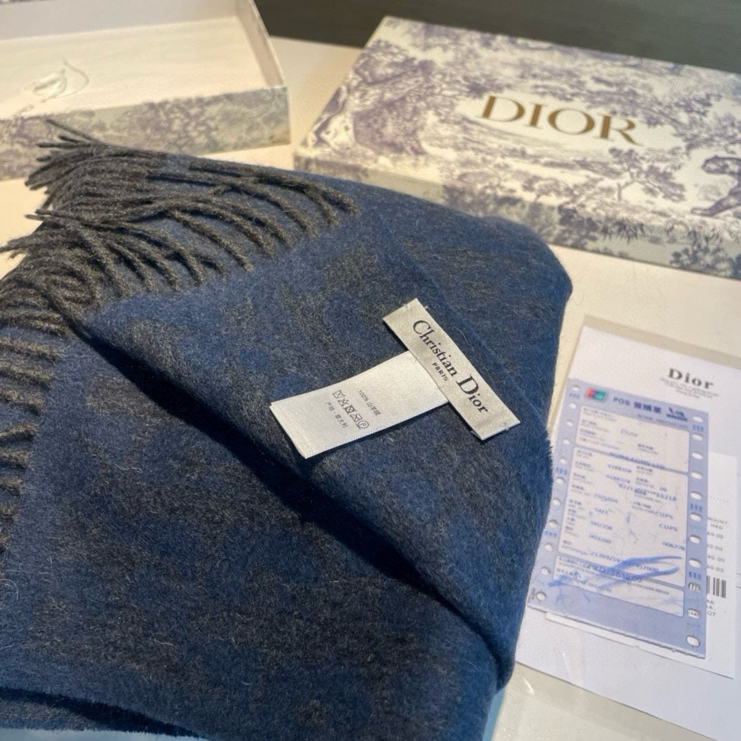 SCARF IN CLASSIC BLUE WOOL AND CASHMERE 398233 mysite