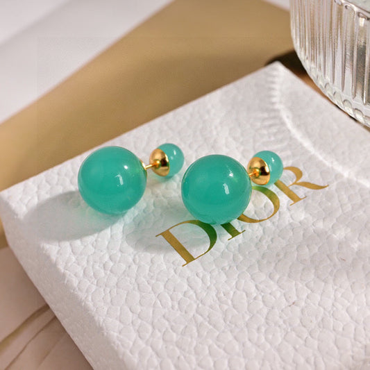 CD 26S DOUBLE RESIN PEARL STUD EARRINGS IN GOLD TONE METAL 629951 mysite