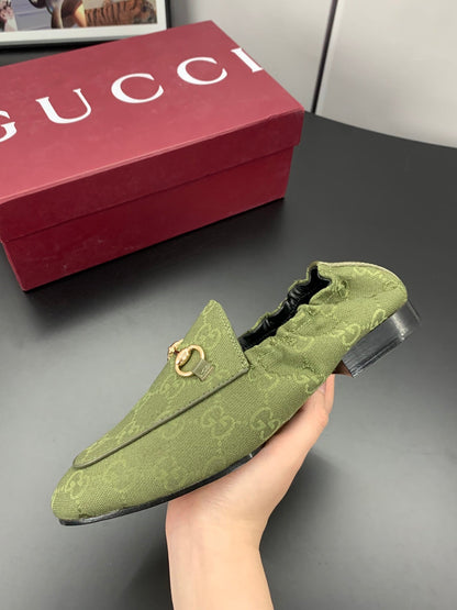 GUCCI 26S LOAFERS IN MOSS GREEN CANVAS mysite