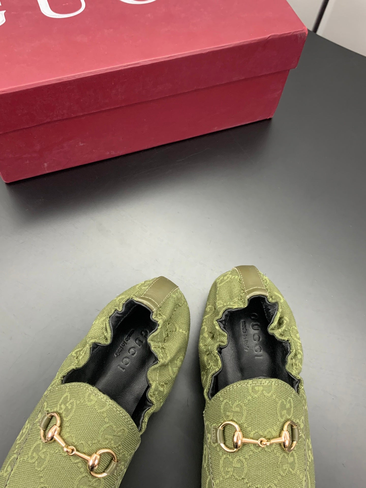 GUCCI 26S LOAFERS IN MOSS GREEN CANVAS mysite
