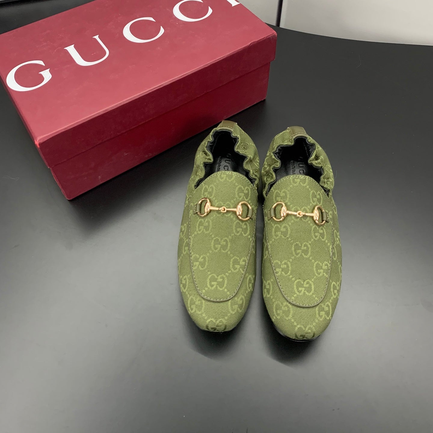 GUCCI 26S LOAFERS IN MOSS GREEN CANVAS mysite