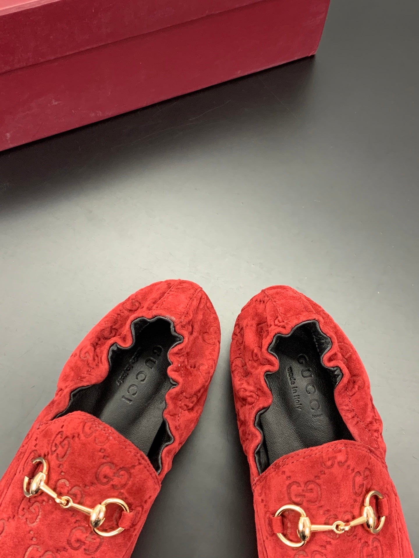 26S LOAFERS IN RED SUEDE WITH GOLD HARDWARE mysite