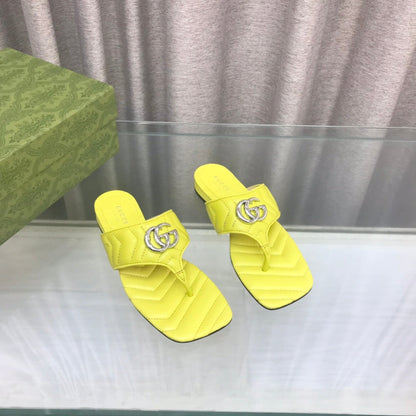GG  marmont logo - embellished mattelasse leather sandal in yellow mysite