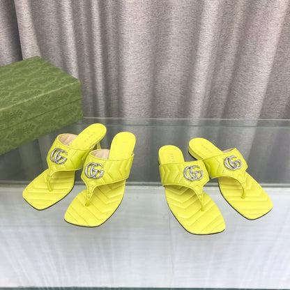 GG  marmont logo - embellished mattelasse leather sandal in yellow mysite