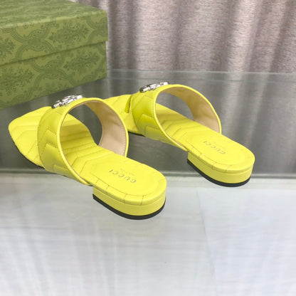 GG  marmont logo - embellished mattelasse leather sandal in yellow mysite