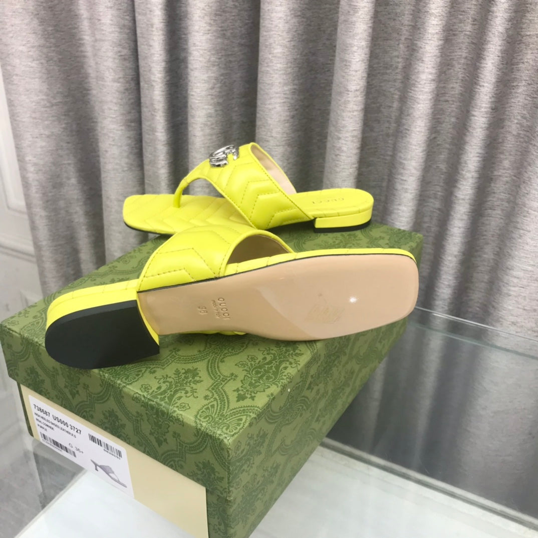 GG  marmont logo - embellished mattelasse leather sandal in yellow mysite