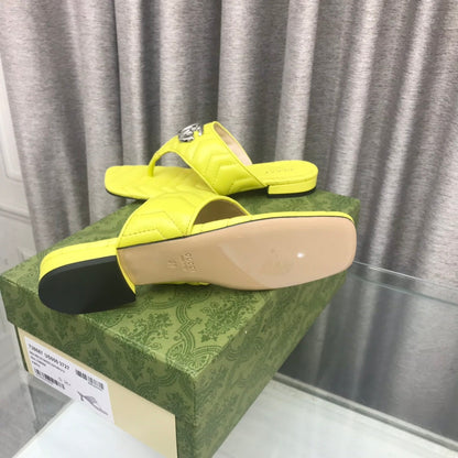 GG  marmont logo - embellished mattelasse leather sandal in yellow mysite