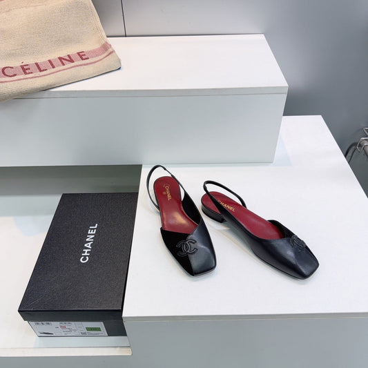 26S FLAT SLINGBACK IN BLACK SUEDE AND LAMBSKIN mysite