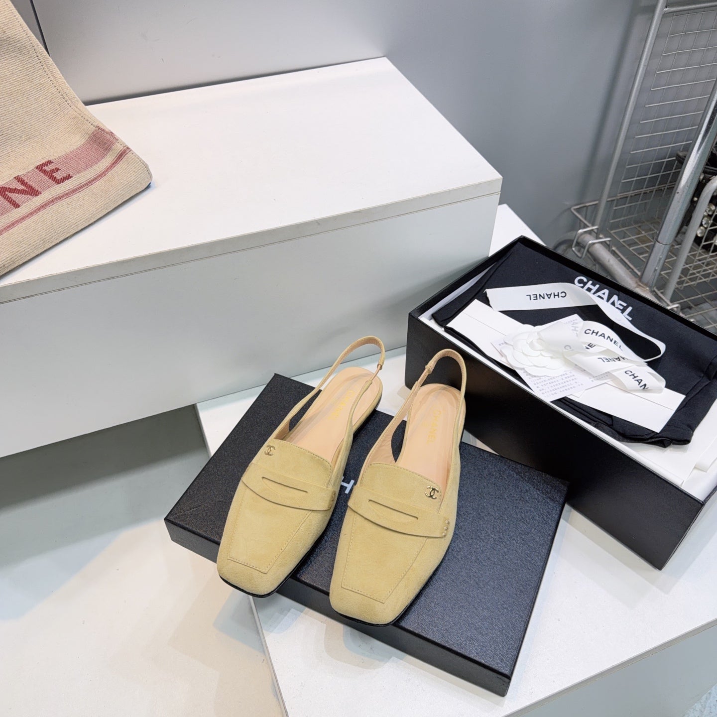 CHANEL 26S SLINGBACK FLATS IN BEIGE SUEDE mysite