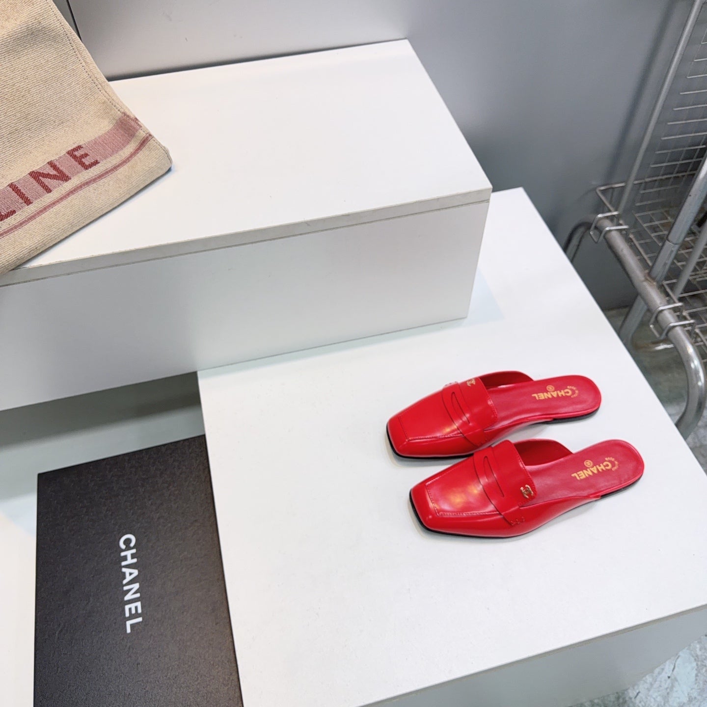 CHANEL 26S LOAFER MULES IN DARK RED PATENT LAMBSKIN mysite