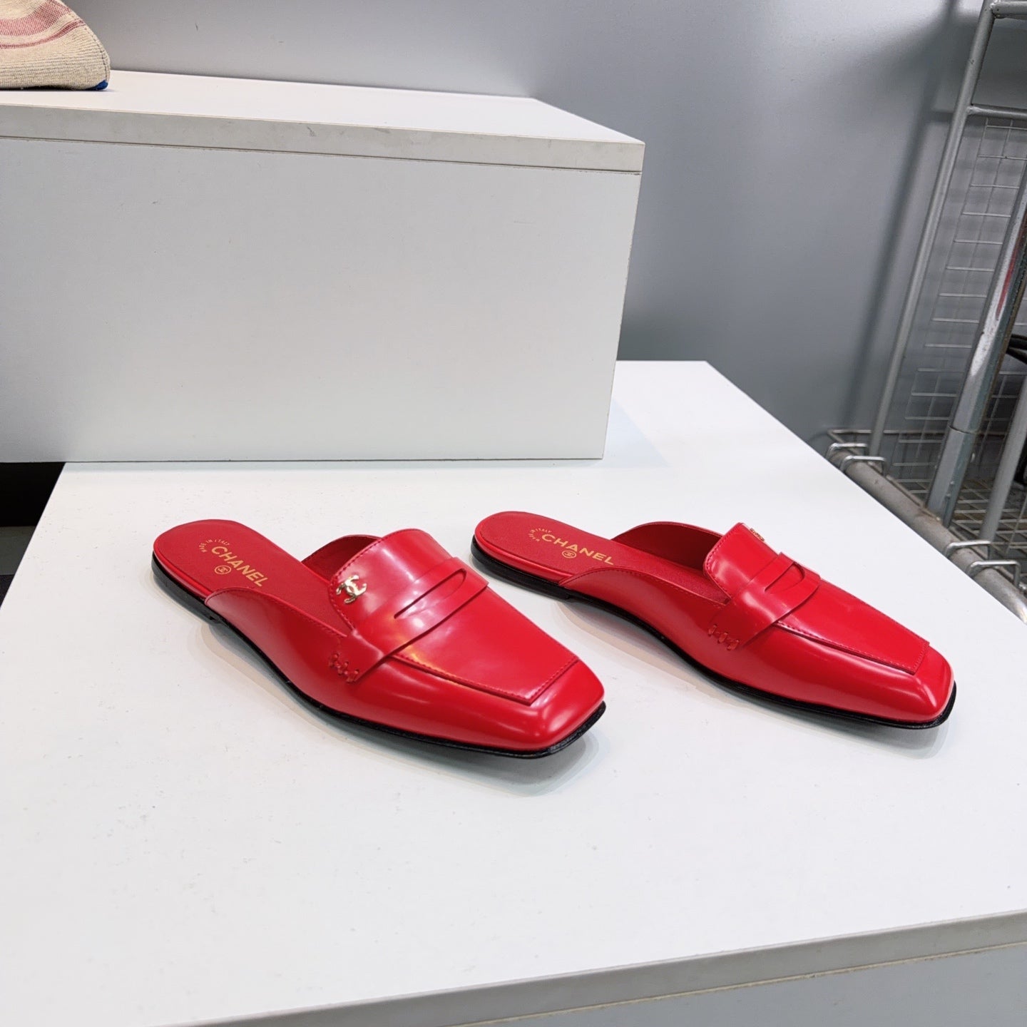 CHANEL 26S LOAFER MULES IN DARK RED PATENT LAMBSKIN mysite