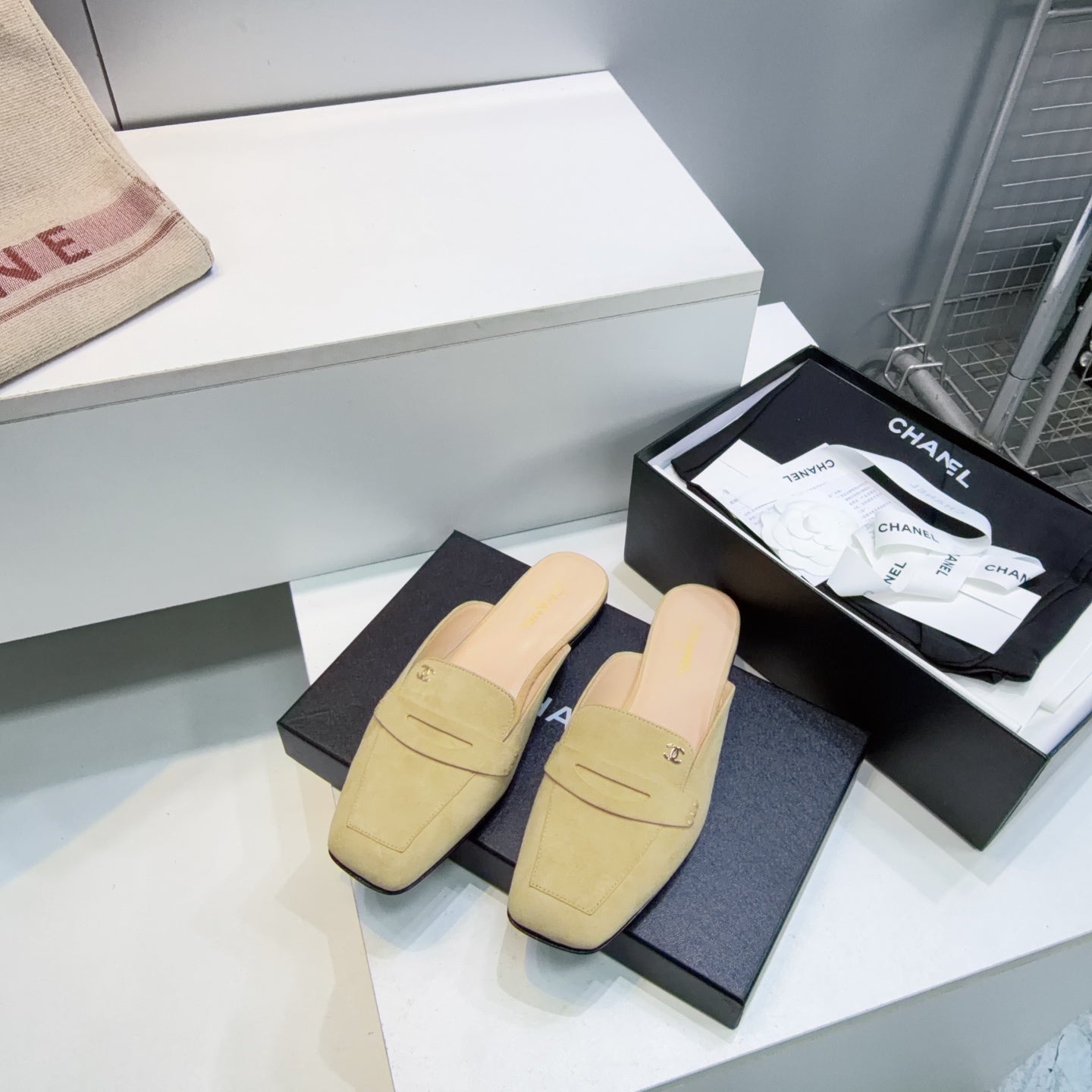 CHANEL 26S LOAFER MULES IN BEIGE SUEDE mysite