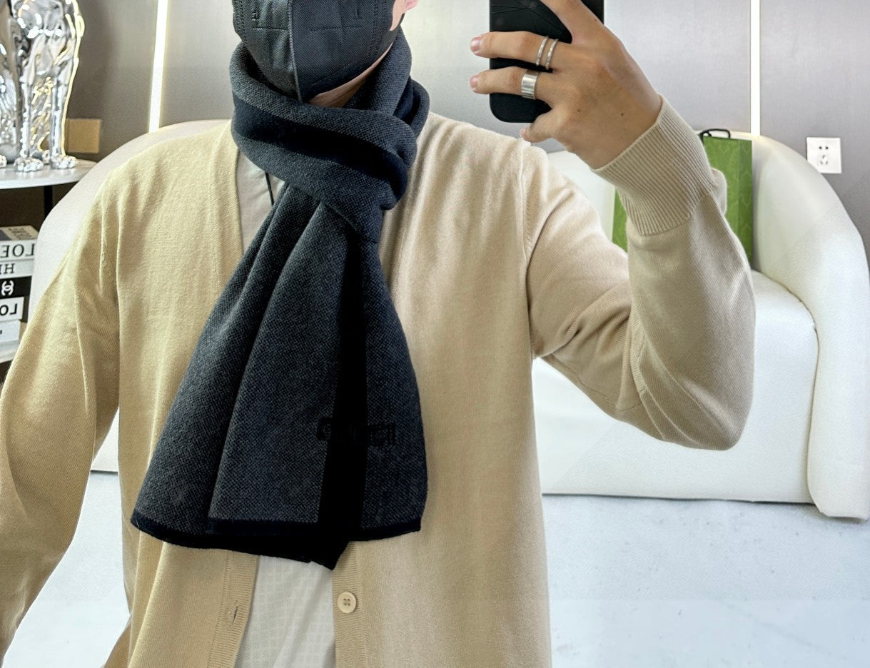 SCARF 180 CM IN BLACK MIX DARK GRAY CASHMERE 398446 mysite