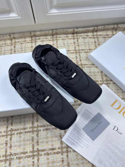 DIOR 26S LOW TOP SNEAKERS IN BLACK SATIN DIOR LOGO mysite