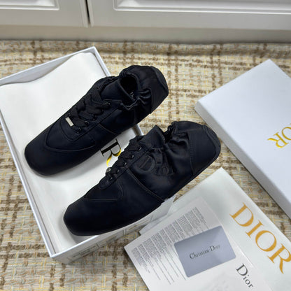 DIOR 26S LOW TOP SNEAKERS IN BLACK SATIN DIOR LOGO mysite