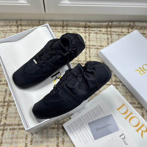 DIOR 26S LOW TOP SNEAKERS IN BLACK SATIN DIOR LOGO mysite