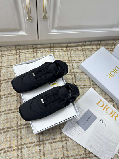 DIOR 26S LOW TOP SNEAKERS IN BLACK SATIN DIOR LOGO mysite