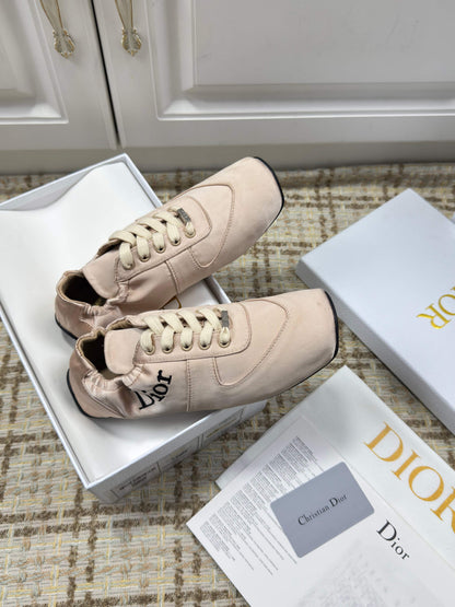 DIOR 26S LOW TOP SNEAKERS IN LIGHT PINK SATIN DIOR LOGO mysite