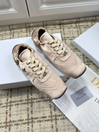 DIOR 26S LOW TOP SNEAKERS IN LIGHT PINK SATIN DIOR LOGO mysite