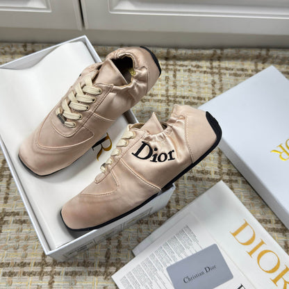 DIOR 26S LOW TOP SNEAKERS IN LIGHT PINK SATIN DIOR LOGO mysite