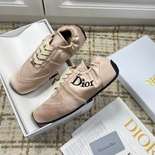 DIOR 26S LOW TOP SNEAKERS IN LIGHT PINK SATIN DIOR LOGO mysite