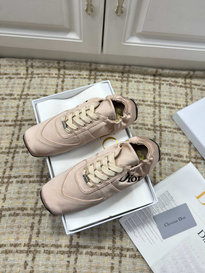 DIOR 26S LOW TOP SNEAKERS IN LIGHT PINK SATIN DIOR LOGO mysite