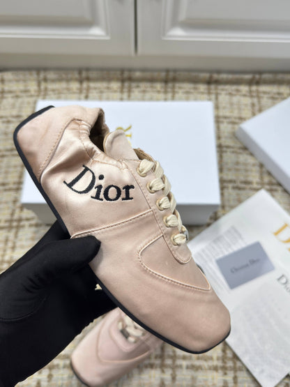 DIOR 26S LOW TOP SNEAKERS IN LIGHT PINK SATIN DIOR LOGO mysite