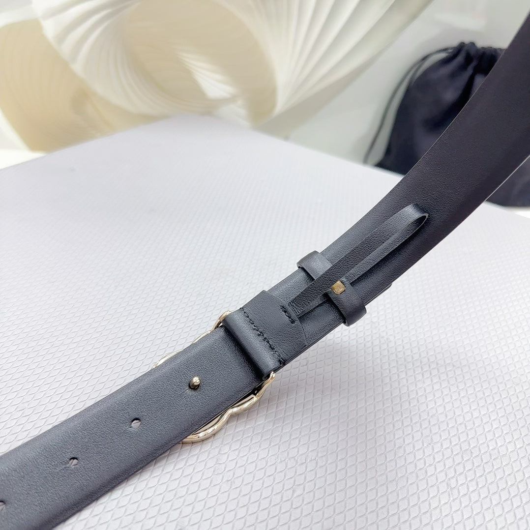 CC 30MM BELT IN BLACK SHINNY CALFSKIN WHITE LOGO mysite