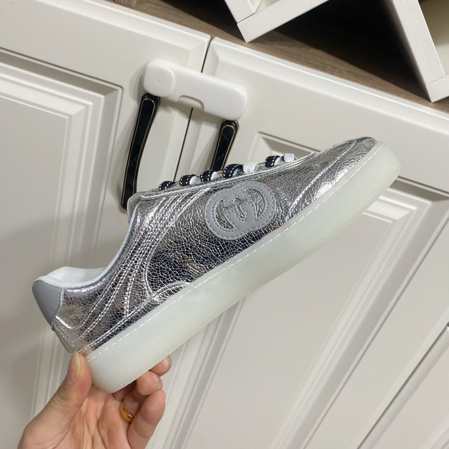26S SNEAKER IN SILVER CALFSKIN mysite