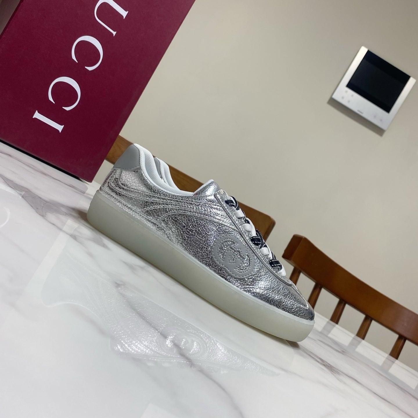 26S SNEAKER IN SILVER CALFSKIN mysite