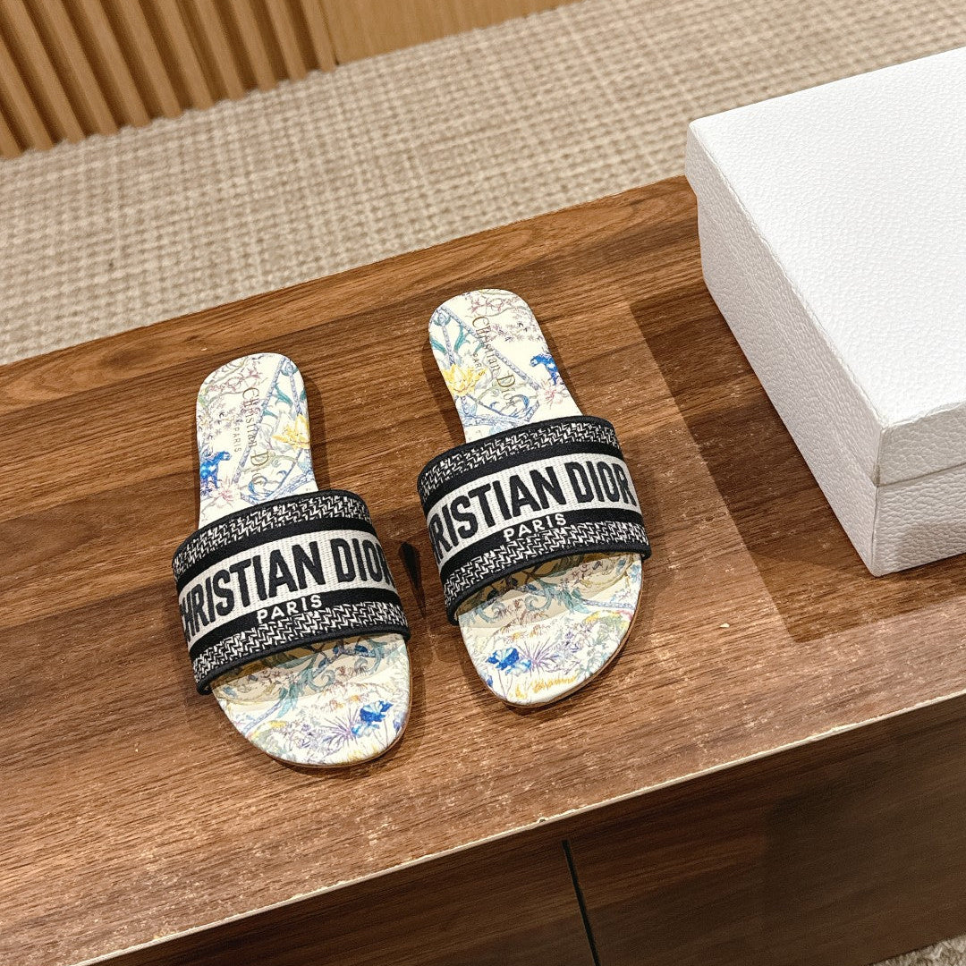 26S SLIDE SANDALS IN MULTICOLOR FLORAL MAP PRINT LOGO STRAP mysite