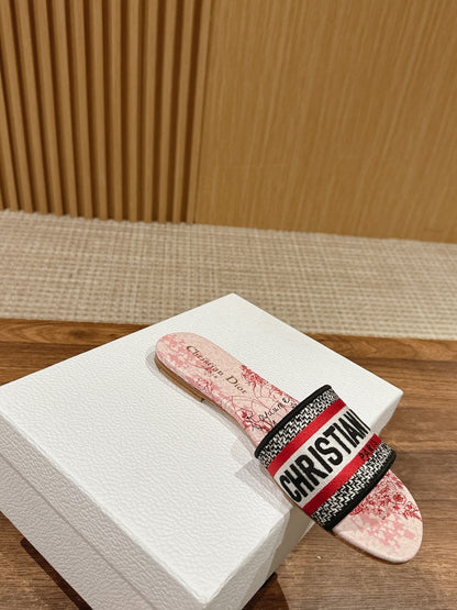 26S SLIDE SANDALS IN RED TOILE PRINT LOGO STRAP mysite