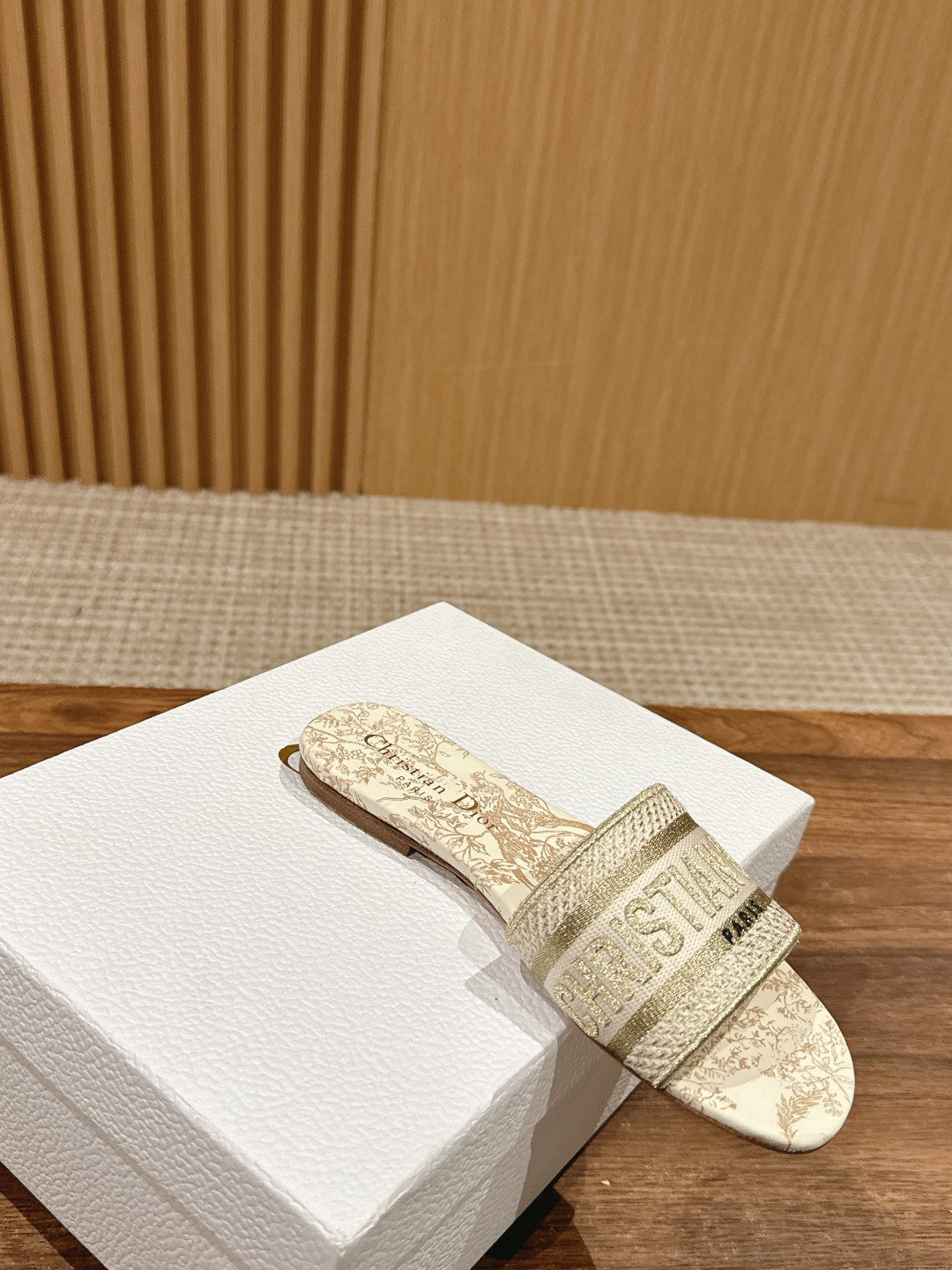 26S SLIDE SANDALS IN BEIGE TOILE DE JOUY LOGO mysite