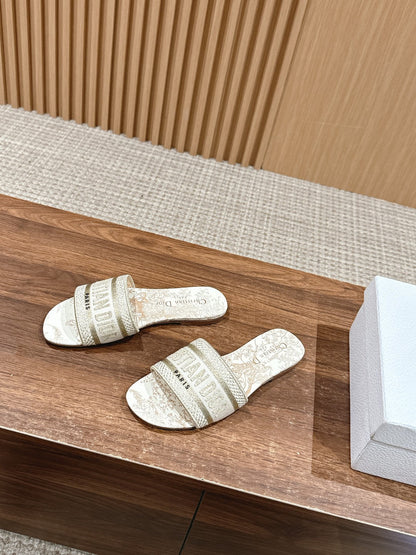 26S SLIDE SANDALS IN BEIGE TOILE DE JOUY LOGO mysite