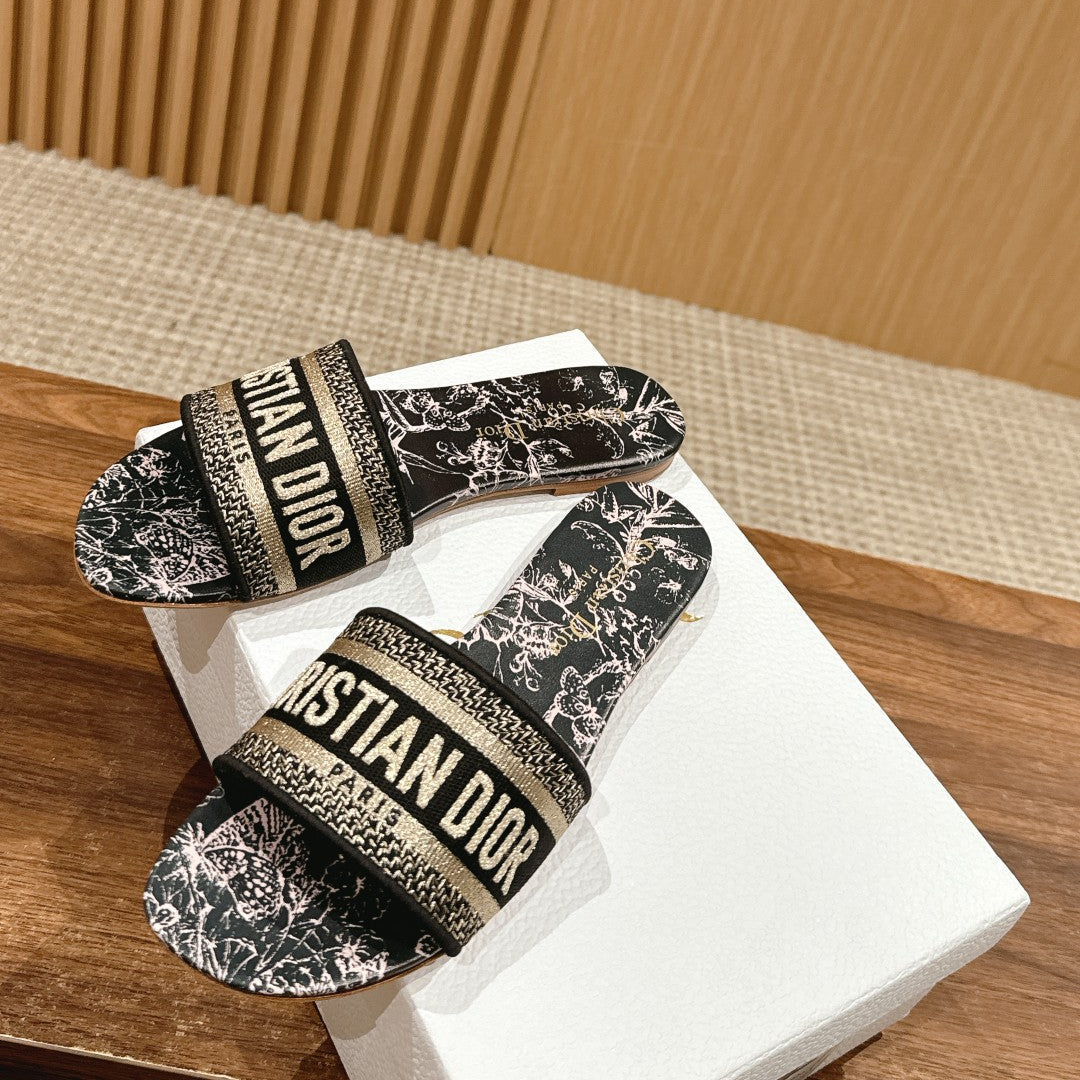 26S SLIDE SANDALS IN BLACK TOILE DE JOUY LOGO mysite