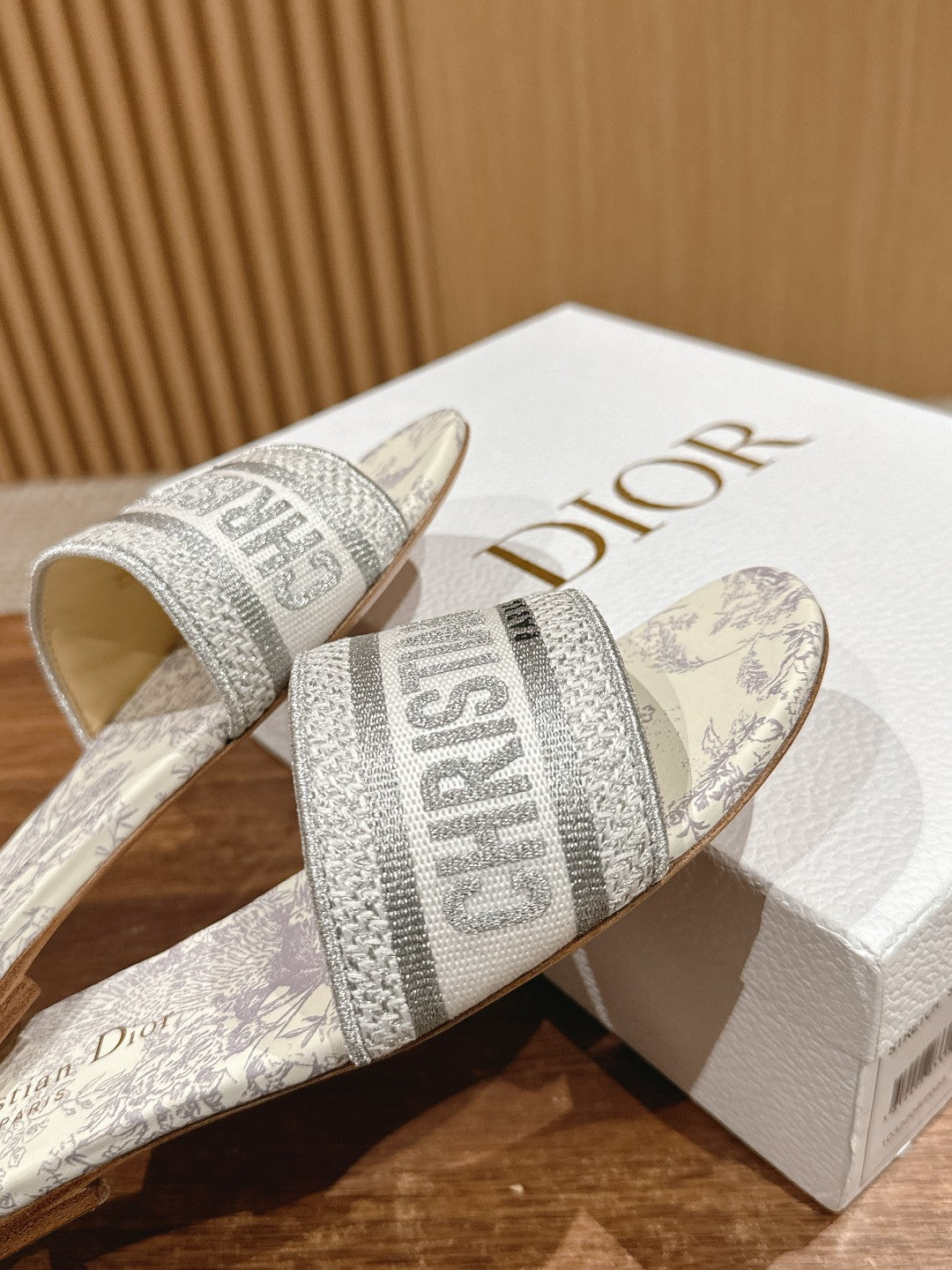 26S SLIDE SANDALS IN GREY TOILE DE JOUY LOGO mysite