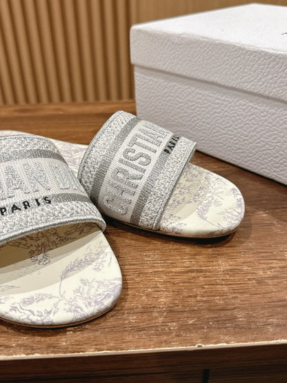 26S SLIDE SANDALS IN GREY TOILE DE JOUY LOGO mysite