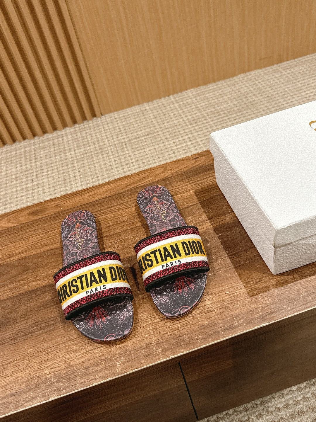 26S SLIDE SANDALS IN MULTICOLOR TOILE PRINT LOGO mysite