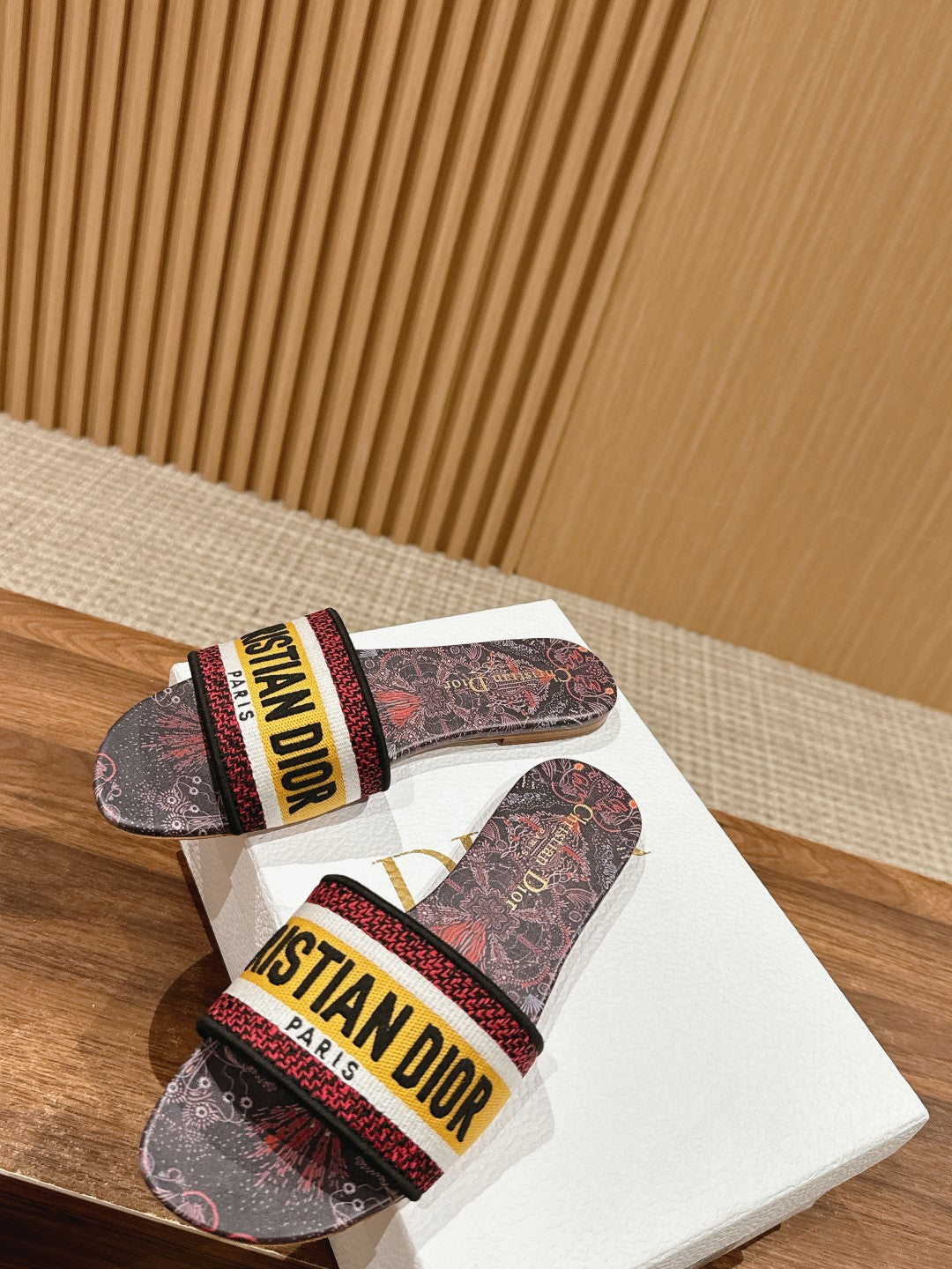 26S SLIDE SANDALS IN MULTICOLOR TOILE PRINT LOGO mysite
