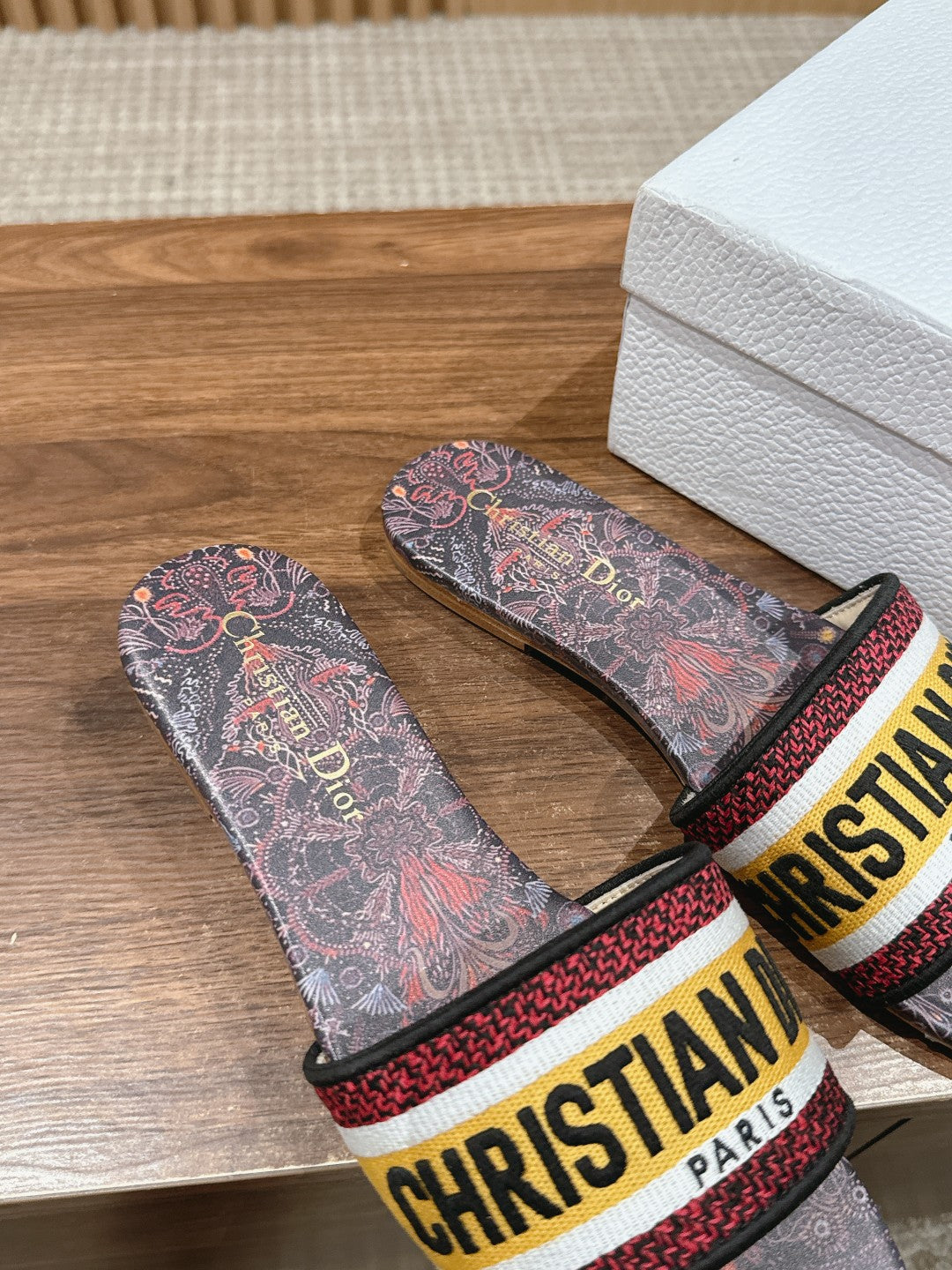 26S SLIDE SANDALS IN MULTICOLOR TOILE PRINT LOGO mysite