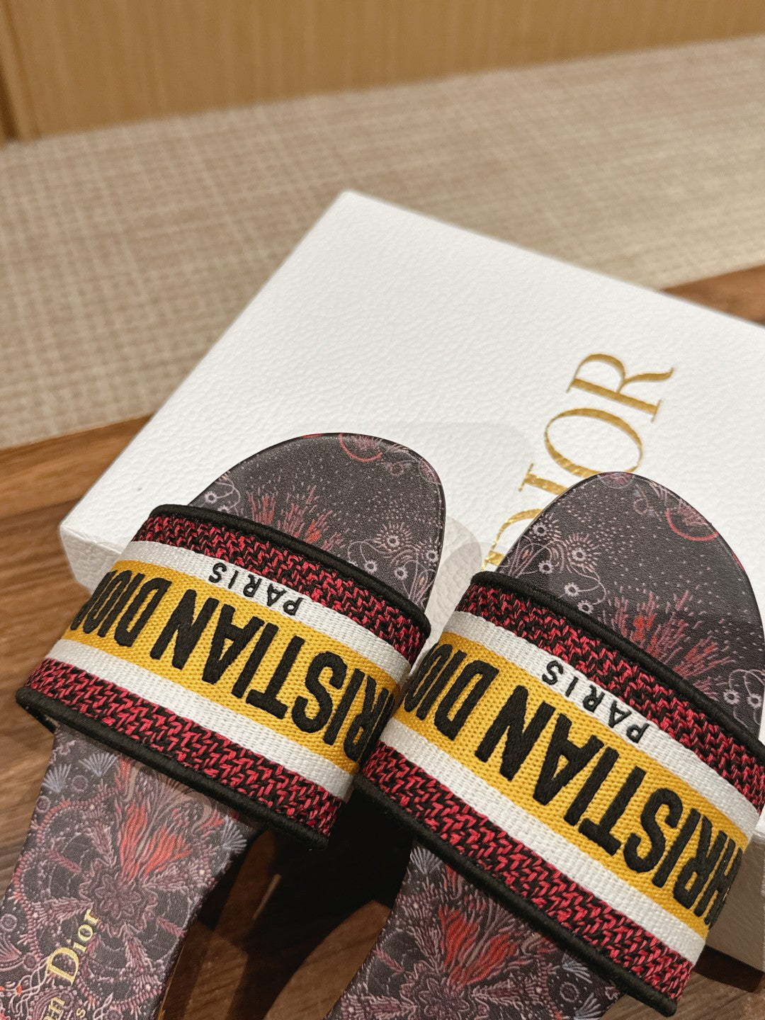26S SLIDE SANDALS IN MULTICOLOR TOILE PRINT LOGO mysite