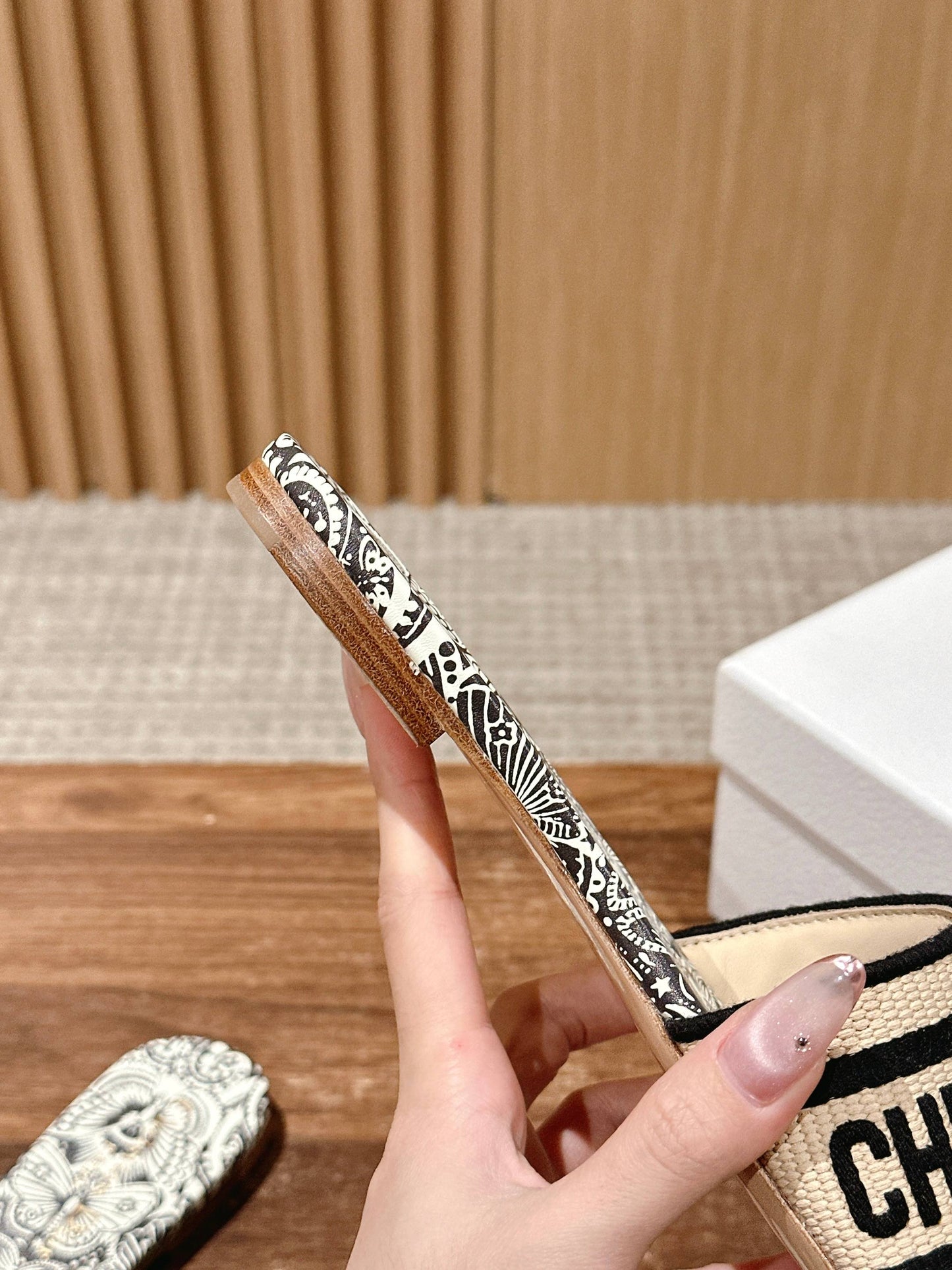 26S D-CLUB EMBROIDERED SLIDES IN BLACK TOILE DE JOUY mysite