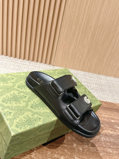 26S DOUBLE-STRAP SANDALS IN BLACK CALFSKIN mysite