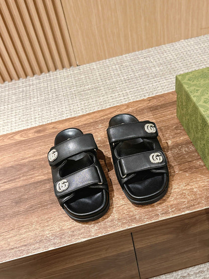 26S DOUBLE-STRAP SANDALS IN BLACK CALFSKIN mysite