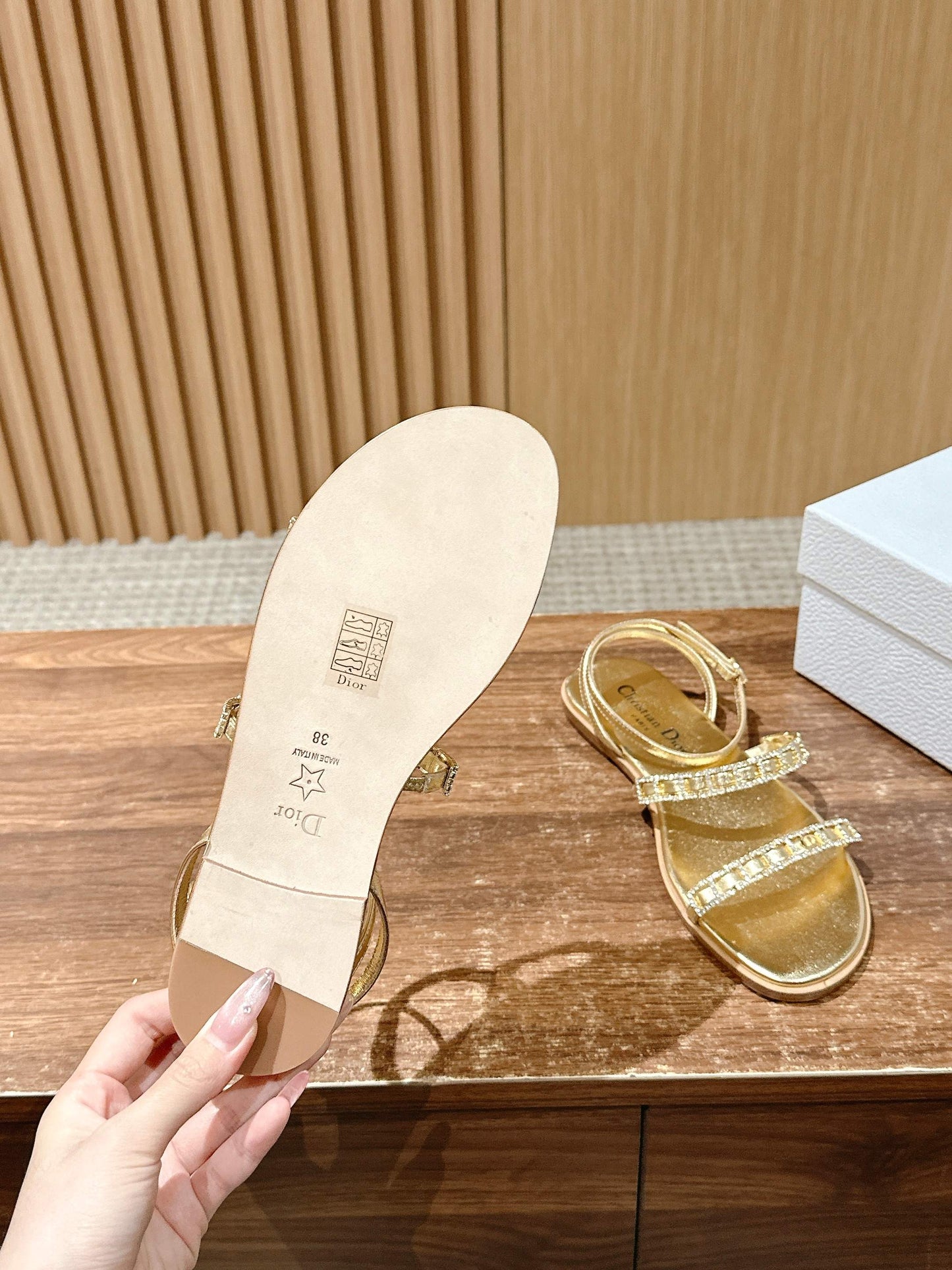 TWO-STRAP RHINESTONE SANDALS IN GOLD LAMBSKIN mysite